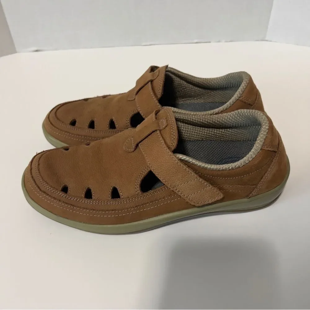 Orthofeet Serene Women's Tan Leather Comfort Orthotic‎ Slip On Shoes Size 7 M